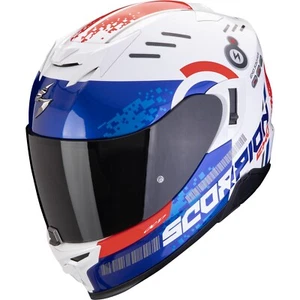 Scorpion Motorcycle Helmet M EXO-520 Evo Air Titanium Integral White-Blue-Red - Picture 1 of 3