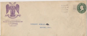Ancient & Accepted Scottish Rite of Freemasonry Boise Idaho 1918 1c envelope - Picture 1 of 1