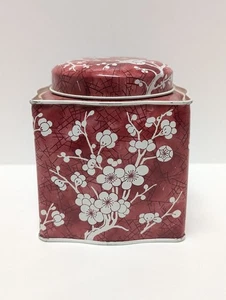 1970s Daher Tin Canister, Cherry Blossom Design Made in England Long Island NY - Picture 1 of 11