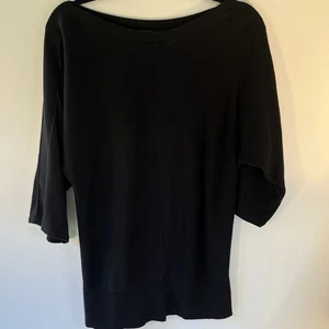 Talbots Medium Bateau Neck Cotton Top 3/4 Sleeve Black Stretch Pullover Black - Picture 1 of 7
