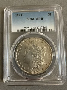 1893 $1 Morgan Silver Dollar - PCGS XF45 - Picture 1 of 4