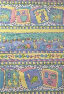 Moda Fabrics Kids Alphabet and Animal Print Sewing Fabric Panel - Picture 1 of 4