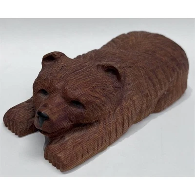 Vintage Hand Carved Redwood Bear Folk Art Sculpture Signed 6” Muir Woods - Image 1 of 4