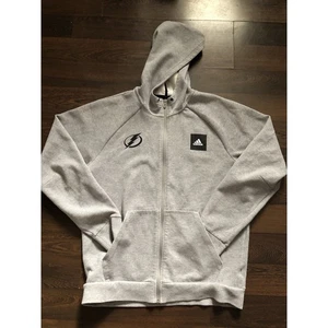 2019 RARE ADIDAS TAMPA BAY LIGHTENING MUST HAVES STADIUM HOODIE FL3997 Gray SZ L - Picture 1 of 11