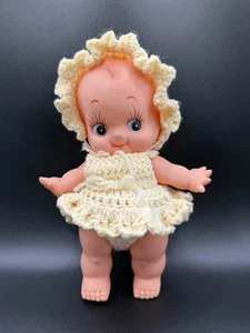Vintage 8” Kewpie Doll Soft Rubber Vinyl Crochet Clothes Outfit - Picture 1 of 6
