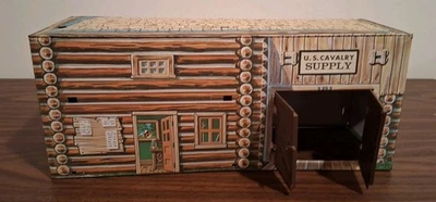Marx  US Calvary Supply Headquarters Building Tin Litho Cabin Fort Apache Playse - Image 1 of 4