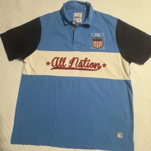 Parish All Nation Poloshirt 2XL Kurzarm Blau Weiß Grafik Logo Colorblock - Bild 1 von 13