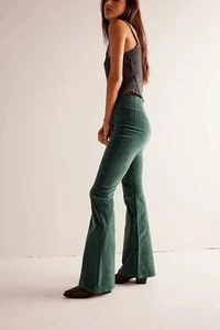 NWOT We the Free Green Jayden Corduroy High Waisted Flare Jeans 29 - Picture 1 of 4