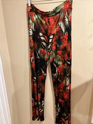 Pantalones Jean Paul Gaultier Soleil Rojo Y Negro Cereza Mariposa Talla M Foto 1 de 4