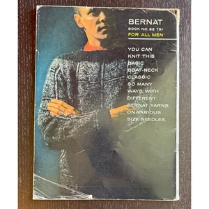 Bernat Book No 88 For All Men Knit Pattern Booklet 1960 Sweaters - Picture 1 of 5