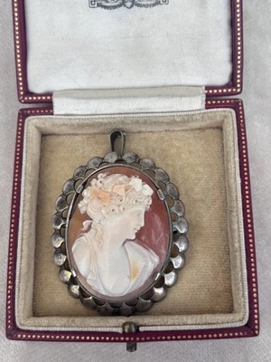 KAMEE ANHÄNGER - BROSCHE ANTIK SILBER GERAHMT SEHR HÜBSCH CIRA 1880 -1901 ! - Bild 1 von 4