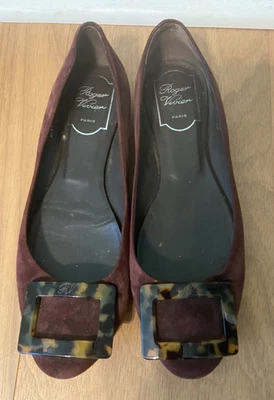 Roger Vivier Gommette Gamuza Pisos con Hebilla Tortuga Talla 37 Foto 1 de 4