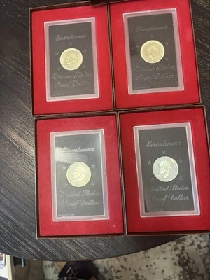 1971-S to 1974-S  Eisenhower Proof 40% Silver Dollar Unc- In Brown Box  - 4 Sets - Image 1 of 4