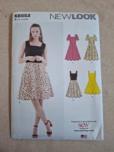 NEWLOOK K6553 Sizes 6 8 10 12 14 16 18 SQUARE NECK DRESS Sleeve Length Variation - Picture 1 of 3