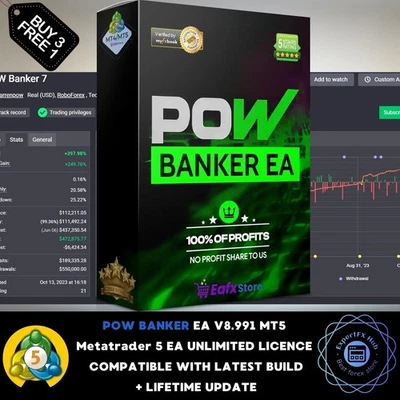 v8.991 POW Banker EA MT5 Metatrader Forex Robot prop firm scalping bot unlimited - Image 1 of 4