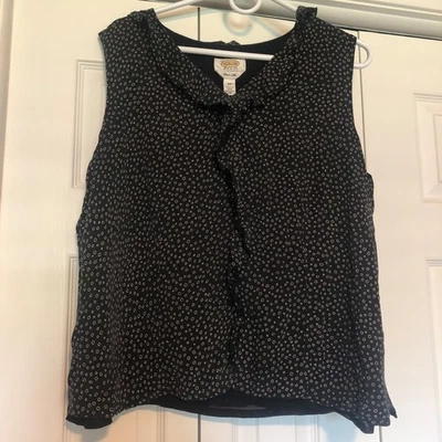 Talbots Pure Silk Shifting Dots Ruffle Tank Top Women's Size 16 Workwear Classic - Image 1 of 4