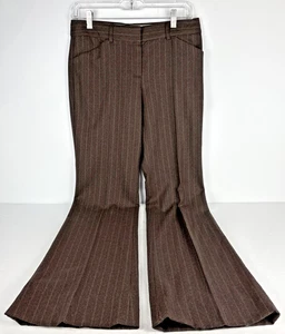 Pantalones de vestir para mujer THEORY talla 4 marrón a rayas mezcla de lana — acampanados/corte bootcut - Imagen 1 de 11