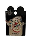 Walt Disney World Monorail Mickey Minnie Donald Goofy Name Tag Christian Pin
