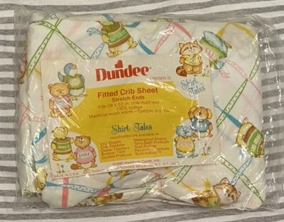 Nueva Camisa de Cuna Ajustada Dundee De Colección Cuentos 1980 Sello Animales Foto 1 de 3