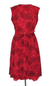 Vestido Nelly Don Vintage Años 50 M Mujer Rojo Seda Gasa Estampado Floral - Imagen 1 de 7