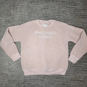 Abercrombie Kids Size 13/14 Girls Sweater Long Sleeve Sherpa Crew Neck Pink - Picture 1 of 9