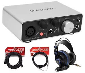 Focusrite ITRACK SOLO LIGHTNING USB Audio Recording Interface+Headphones+Cables - Picture 1 of 11
