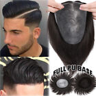 Natural Full PU Wig 9A Virgin Human Hair Mens Toupee Hairpiece Repalcement Black