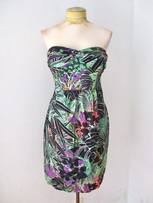 Anthropologie Tiki Jungla Verde Negro Pareo Vestido Drapeado Bustier Calado Espalda 4 Foto 1 de 4