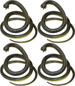 Fake Snake Rubber Snake Toy, 4 Pieces Realistic Snakes That Look Real for Garden - Picture 1 of 8