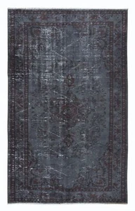 5.4x8.4 Ft Handmade Modern Turkish Area Rug in Maroon Red & Gray for Living Room - Picture 1 of 5