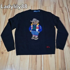 NWT Polo Ralph Lauren Cowboy Bear Knit Sweater Wool Knit Crew Neck $448 - Picture 1 of 12