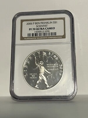 2006 P Ben Franklin Silver Commemorative $1 Scientist PF 70UC - Image 1 of 2