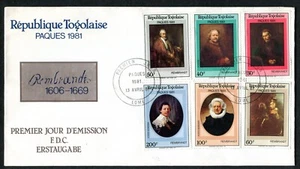 TOGO 1981, ART: REMBRANDT PORTRAITS, Scott 1101-1104,C438-C439 on F.D.C. - Picture 1 of 1