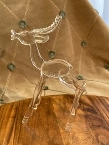 Figura de ciervo Lucite modernista/art déco acrílico transparente Don Manning de 9" - Imagen 1 de 16