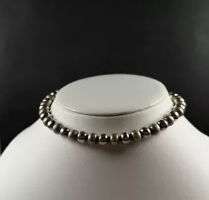 Collar de bola grande vintage plata esterlina 925 diseño liso y esmerilado 54,1 g - Imagen 1 de 10