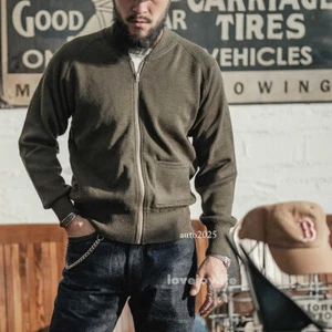 Bronson WW2 USAAF C-2 Flying Sweater Men Full-Zip Woolen Knited Raglan Cardigan - Picture 1 of 30