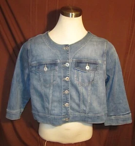 Giacca jeans donna Torrid con bottoni, blu, misto cotone, taglia 4, nuova, reg $63 - Foto 1 di 7