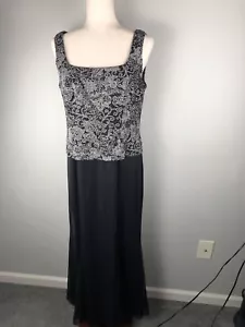 Alex Evenings 12P Petite Sparkle Evening Gown Sleeveless Lined Chiffon Black - Picture 1 of 9
