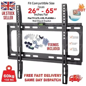 Supporto staffa parete TV adatto da 26 32 40 42 50 55 fino a 65 pollici LED QLED 60 kg - Foto 1 di 9