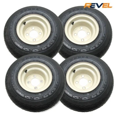 Set of 4, Kenda Hole-N-One Golf Cart Tire & Wheel 18x8.5-8, OEM EZGO Tan Wheel Foto 1 de 4