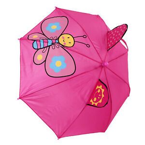 (Rose Red)Kid Umbrella Lovely Cartoon Animal Easy Operation Light Weight ST