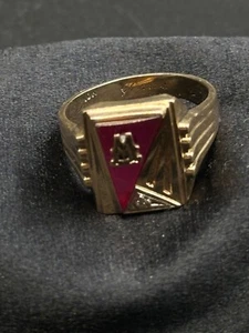 Vintage Ruby 10k Yellow Gold Size 11 Men's Ring 7.84 grams M Signet Inscribed - Picture 1 of 6
