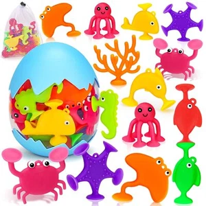 Toddler Suction Bath Toys Ocean Animal Suction Cup Toys with Eggshell & Bag N... - Picture 1 of 6