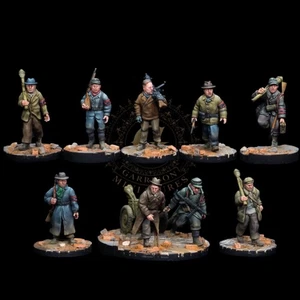 WW2 UNPAINTED German Volkssturm Squad Marching 28mm / 20mm ideal Bolt Action etc - Picture 1 of 5