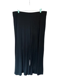 Eileen Fisher 100% Wool Black Wide Leg Crop Pull-on Knit Palazzo Pants Medium - Picture 1 of 5