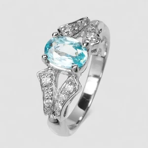 Opulenti anelli fatti a mano in argento sterling 925 con zirconi blu neon 1,04 ct misura 7,25 - Foto 1 di 10