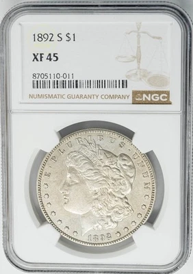1892-S Morgan Silver Dollar $ XF45 NGC 950236-1 - Image 1 of 3