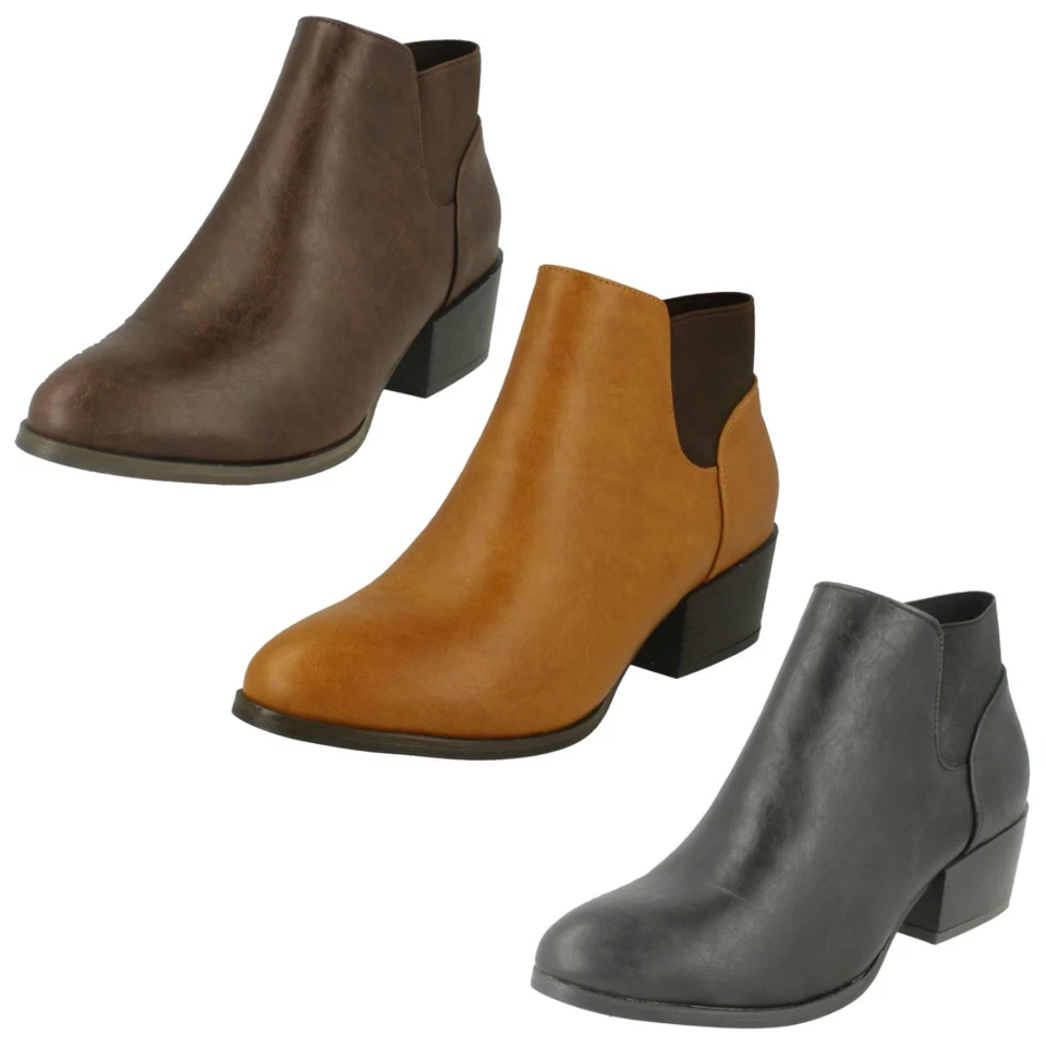 Botines de tacón sintético sin cordones para dama Foto 1 de 1