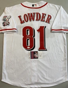 CINCINNATI REDS- RHETT LOWDER AUTOGRAPH HOME WHITE #81 NIKE JERSEY JSA CB64986 - Picture 1 of 5