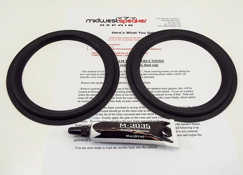 Paradigm Titan, v2 v3 v4: 6.5" Woofer Foam Speaker Repair Kit - FREE SHIPPING!